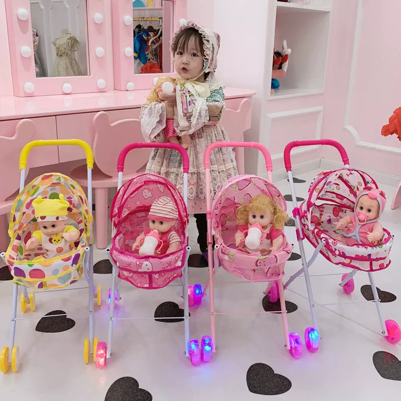 Детская складная коляска из железа, имитация питья воды и мочеиспускания с куклой, детский игровой домик, игрушка принцессы на день рождения