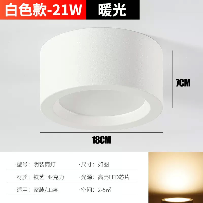 LED 表面実装ダウンライトラウンド穴なし天井リビングルーム寝室玄関背景廊下通路天井ライトスポットライト|undefined