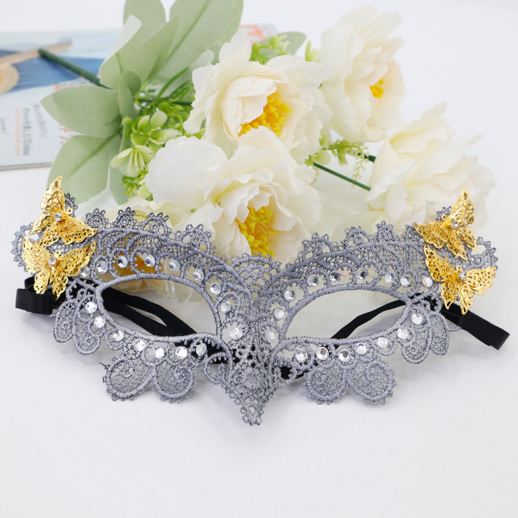 Halloween máscaras fiesta de encaje máscaras de estilo pequeño pavón incrustado mariposa metálica ojos sexy