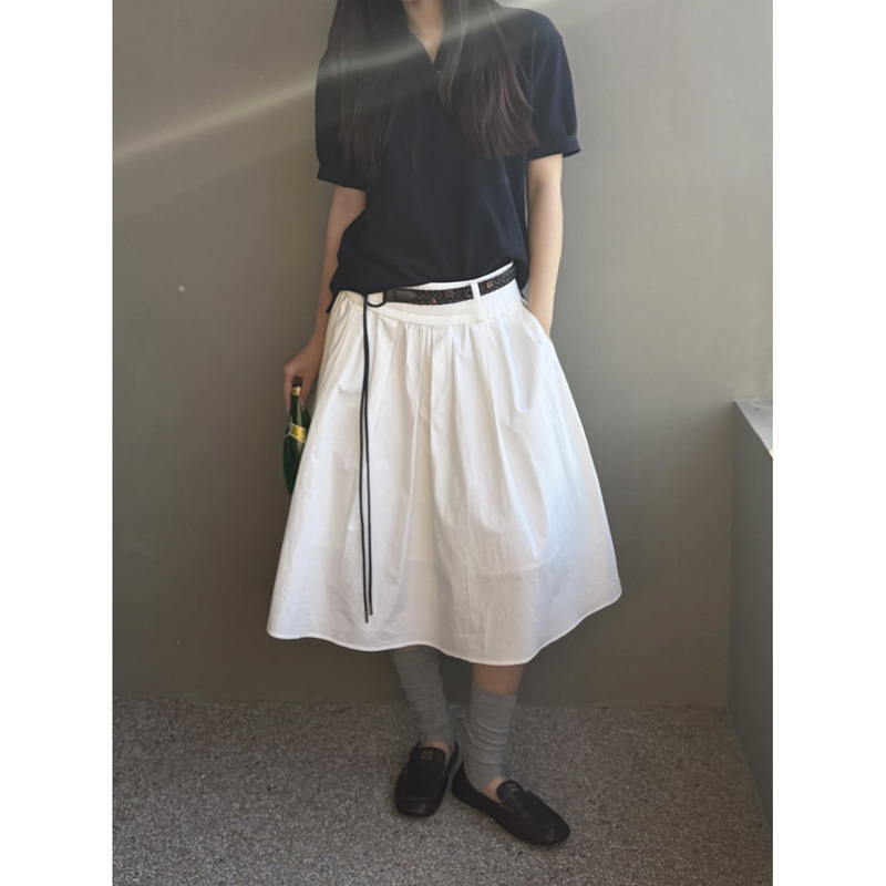 [Special Offer, No Returns or Exchanges] Spring Ins-Style Casual Versatile Mid-Length Umbrella Skirt for Petite Figures, Simple Half-Skirt 1568