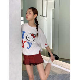 现 2026夏季新款韩国设计师op*n yy伯贤同款hellokitty短袖T恤
