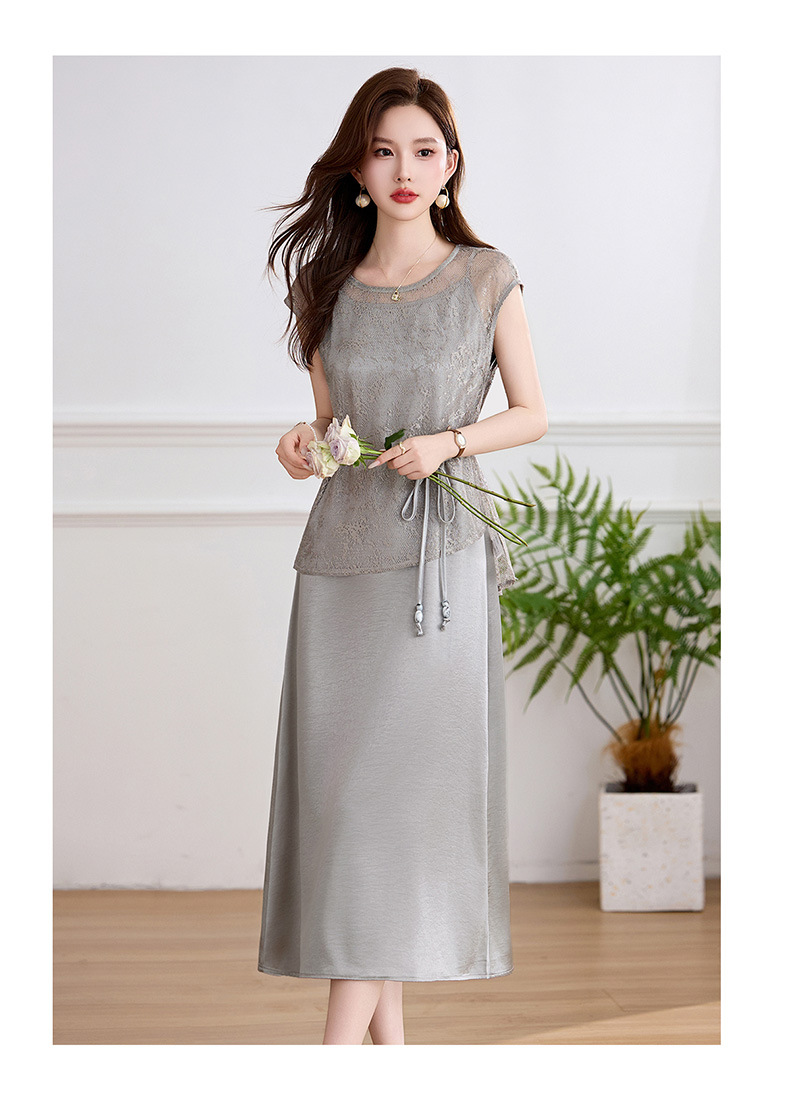 Đầm maxi nữ hai dây thắt eo thanh lịch mùa hè JX2619 — màu xám, màu mơ chi tiết 15