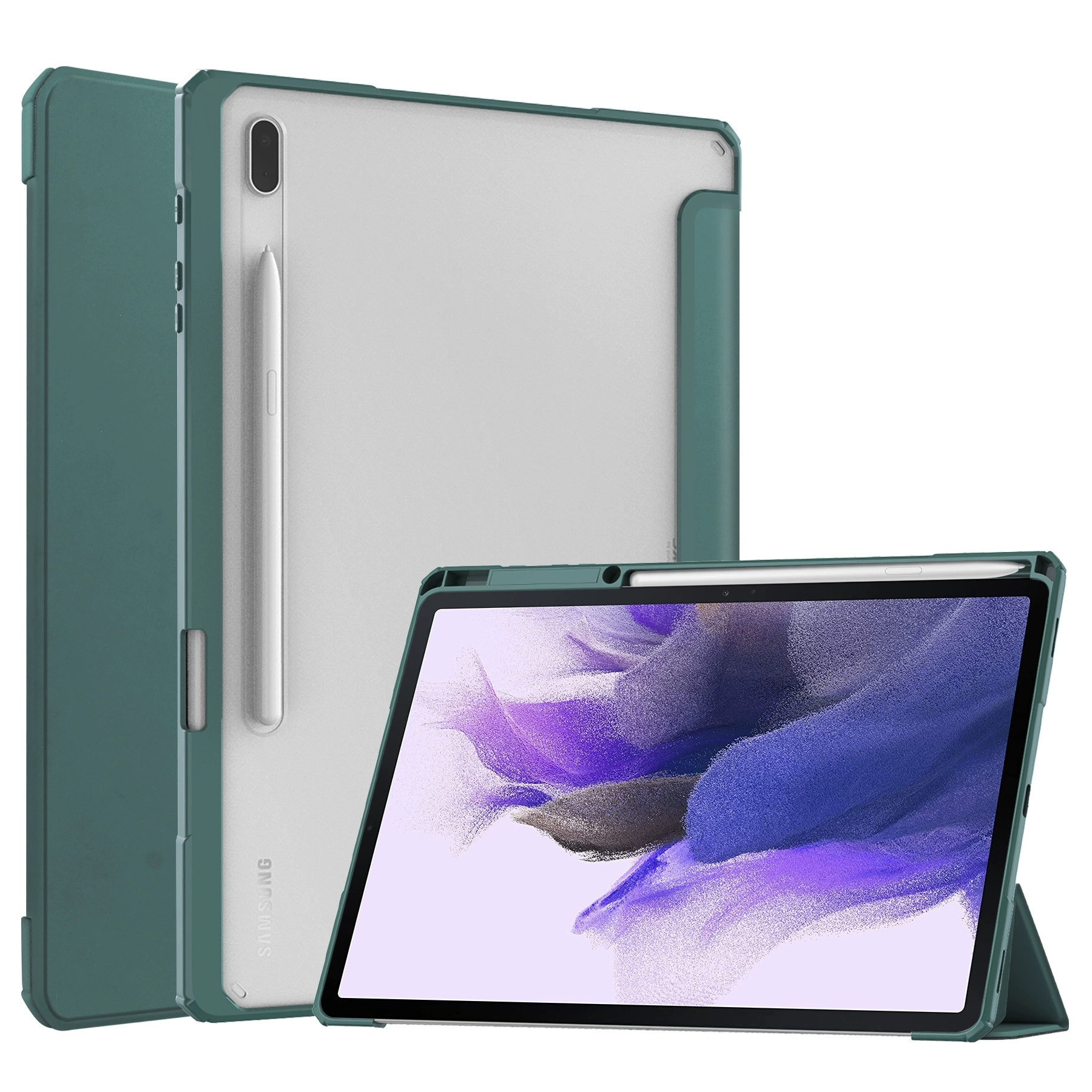 Подходит для Samsung Galaxy Tab S7 FE 12.4 плоский кожаный чехол T736 Acrylic T970 защитный чехол