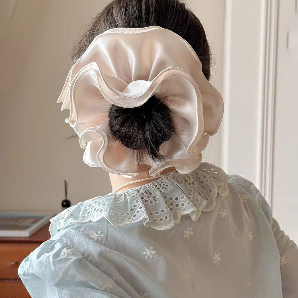 21cm extra large extra large four-layer satin fungus hair tie for…