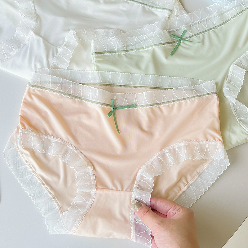 Verano ligero hielo damas sin marcas calzoncillos cómodos transpirables antibacterianos entrepierna de algodón mediana cintura desnuda sensación de pantalones de chicas image 4