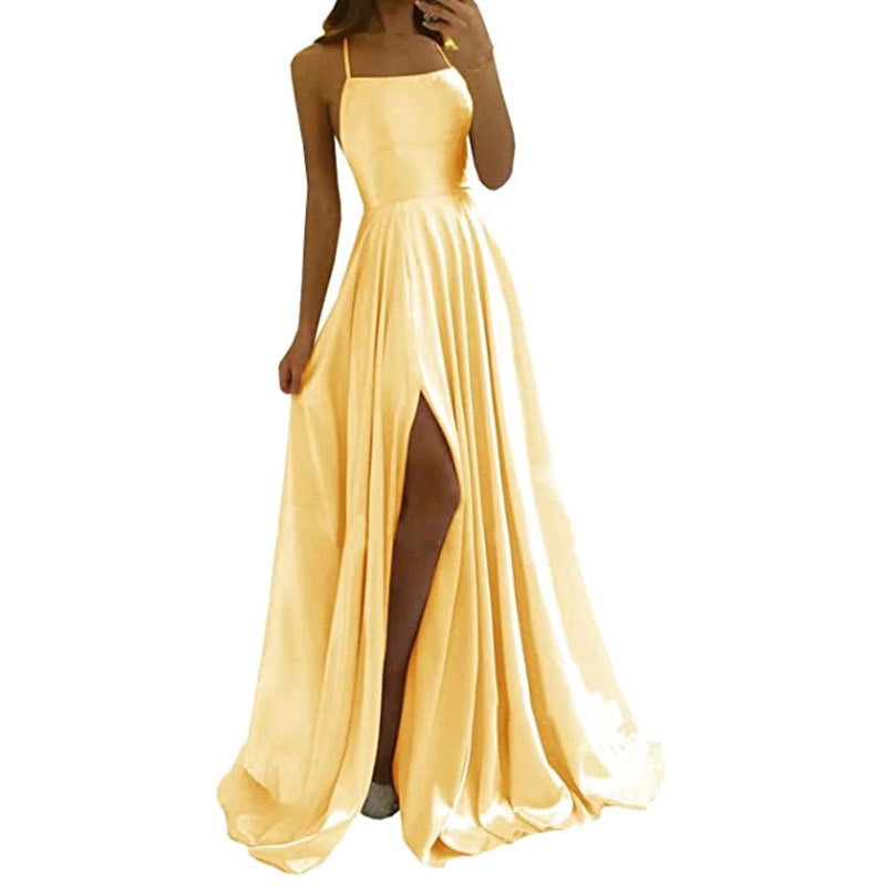 Comercio exterior europeo y americano Amazon AliExpress deseo vestido de noche de las mujeres sexy Correa split simple vestido largo