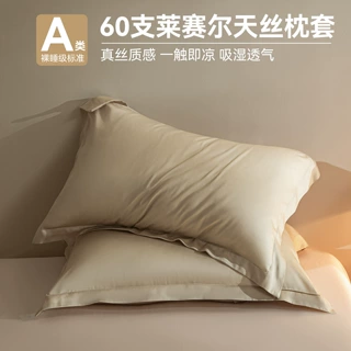 A类母婴60支天丝枕套莱赛尔纤维纯色真丝枕头套单只装学生枕芯套