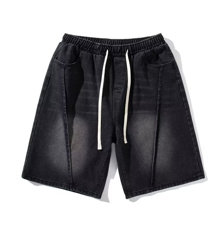 2025 Old Denim Shorts Men's Summer American Retro Washed Loose Splicing Versatile Wide-leg Five-point Pants Tide_viptrois.com