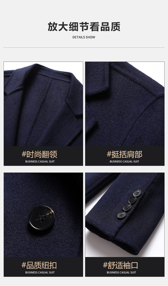 Áo vest nam dáng ôm cổ vest một hàng hai nút chất liệu len lông cừu — Màu xám, Màu đen, Vàng nghệ, Xanh Lam Xám chi tiết 4