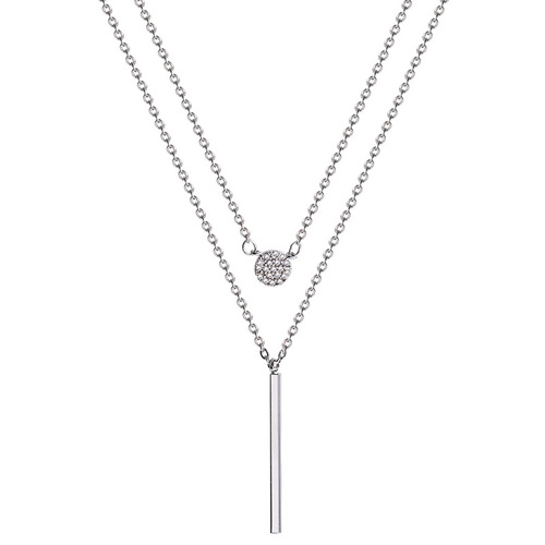 European and American retro double-layer necklace women's niche design light luxury stacked pendant ins cold style titanium steel clavicle chain