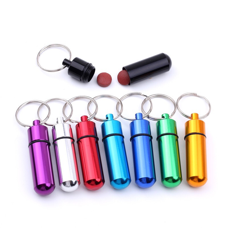 现货铝合金收纳盒防水密封药筒金属铝瓶便捷式带钥匙扣储物罐