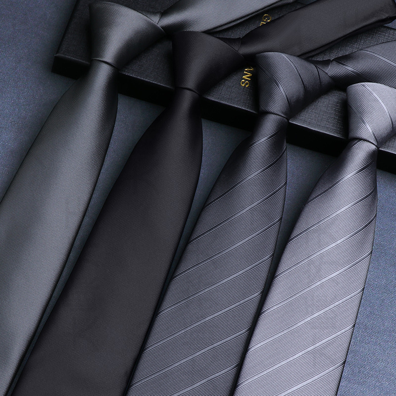 Tie-Free Men's Black Business Zipper Dress Hand-Hit Grey Easy-to-Pull Lazy Wedding Groom Suit