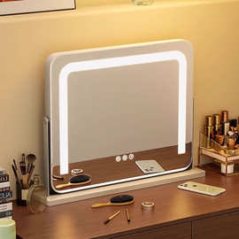 2025新款化妆镜带灯台式桌面led智能镜家用大号可旋转梳妆台镜子