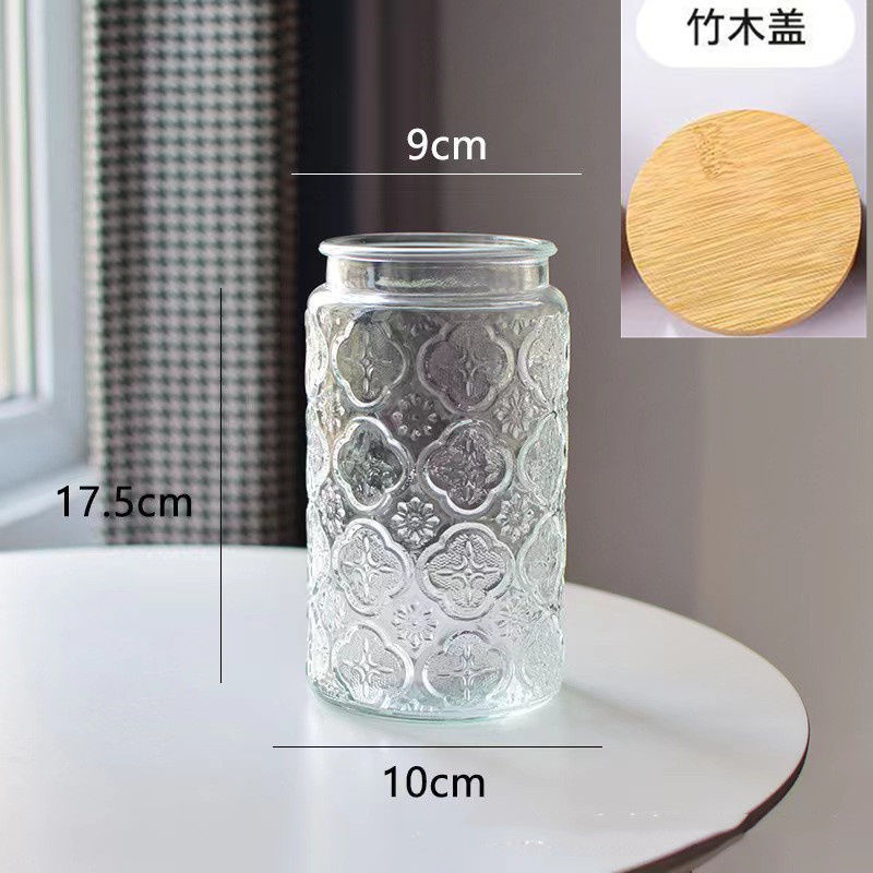 雕花海棠玻璃密封储物罐厨房家用干果零食大容量收纳喜糖罐食品级|undefined