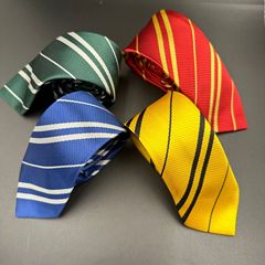 Harry Potter tie badge Gryffindor Slytherin Ravenclaw college style diagonal striped tie