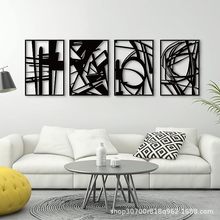 跨境亚马逊金属铁艺墙面墙壁装饰工艺品黑色抽象壁挂客厅背景墙上