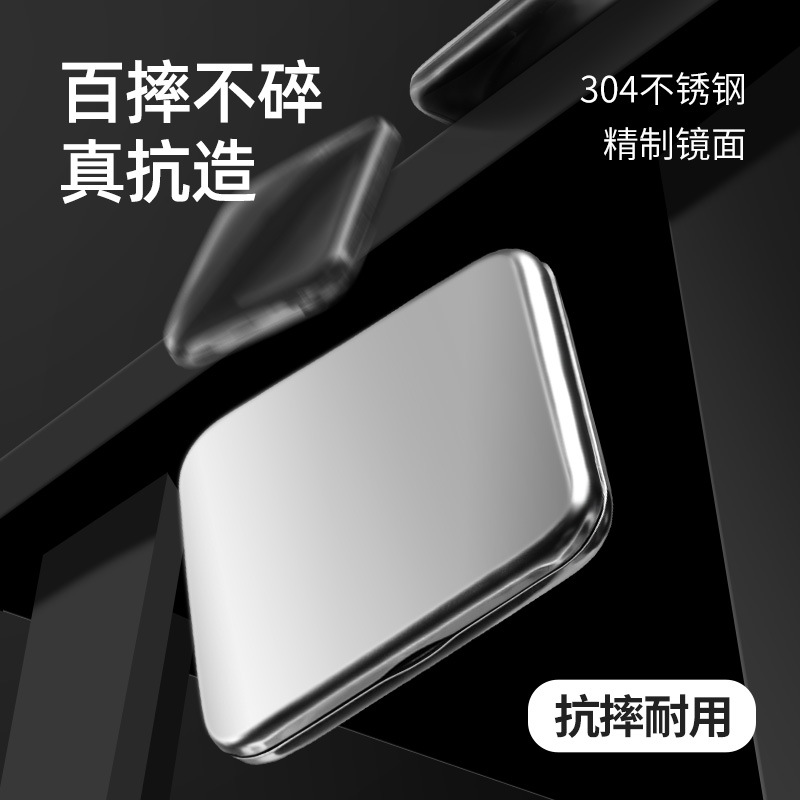 Men's portable handheld double-sided small folding mirror stainless…