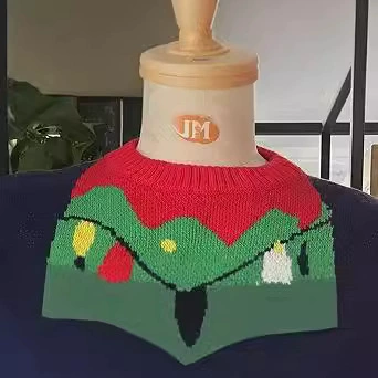 2024 новый свитер с круглым вырезом, рождественский жаккардовый национальный стиль, свободный стиль, многоцветный акриловый свитер