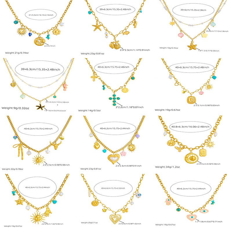 Wholesale Jewelry Retro Classic Style Sun Heart Shape Flower 304 Stainless Steel Plating Pendant Necklace Cable Chain display picture 19