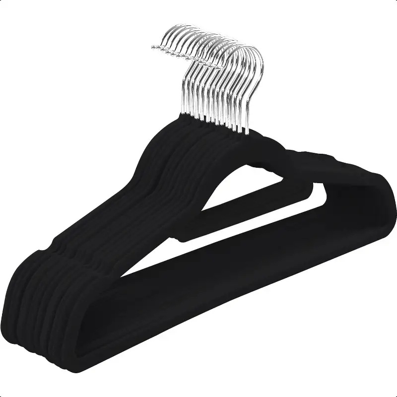 cross-border flocking hanger 45cm wholesale non-slip plastic hanger adult clothes hanger storage traceless storage cloth rack