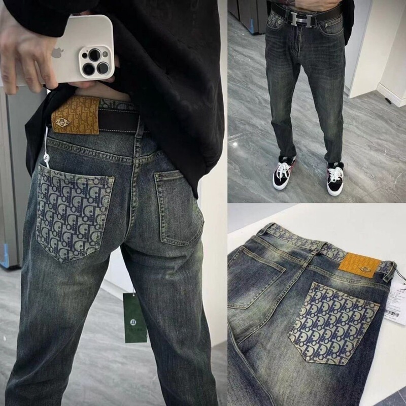 Spring and Autumn Vintage High-End European and American Trendy Men's Slim Straight-Leg Stretch Casual Jeans