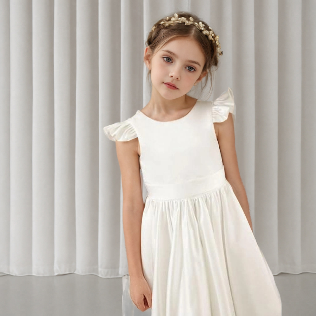 Elegantes Mädchen Satin Kleid Für Klavierkonzert Und Geburtstag_voghion.com