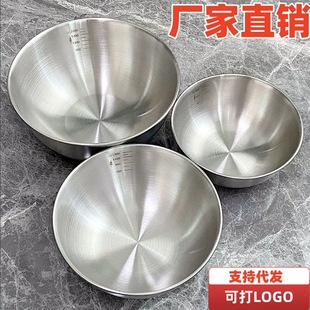 Exported to South Korea Ins Brushed Stainless Steel Salad Bowl Three-Piece Set Household Bowl Cold Salad Bowl Baking Scale Basin