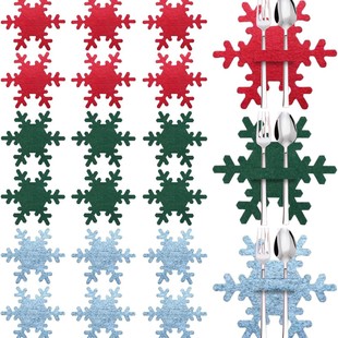 Christmas Snowflake Tableware Bag Pouch Christmas Snowflake Pocket Tableware Covering Home Party Table Decoration