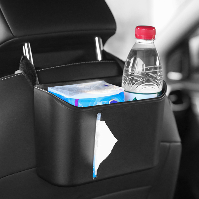Car Storage Box Abs Seat Back Hanging Tissue Storage Box Water Cup Beverage Multi-Purpose Miscellaneous Trash Can