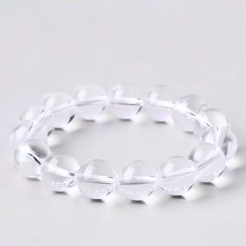 [Любимый сердцем] Браслет с белыми кристаллами, чистое очищение, необработанный камень, прозрачные бусины, браслет с бусинами Будды, браслет 12 мм для мужчин и женщин