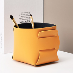 Multifunctional Leather Pen Holder Desktop Organizer Nordic Leather Storage Box Lipstick Key Makeup Brush Bucket