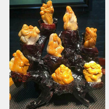 寿山石八仙老挝北部田黄石原石雕刻客厅摆件家居办公室送礼收藏品