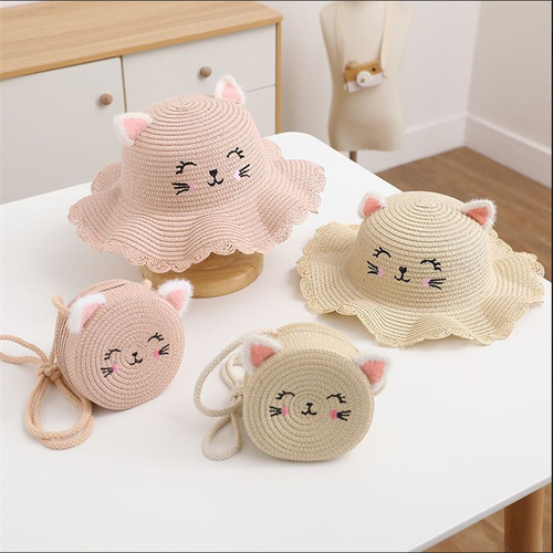 Summer girls' small bag  new trendy woven straw bag cute children's mini coin crossbody bag wholesale