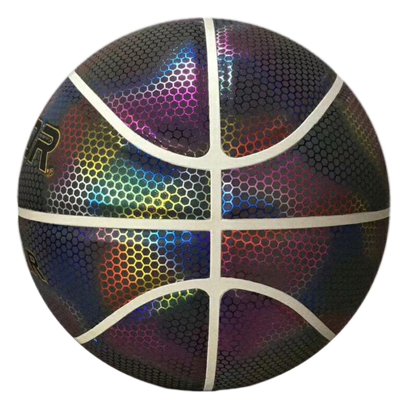 Tiktok mismo estilo baloncesto luminoso baloncesto fluorescente Luna luminosa Arco Iris N ° 7 Internet celebridad fresco blanco baloncesto reflectante