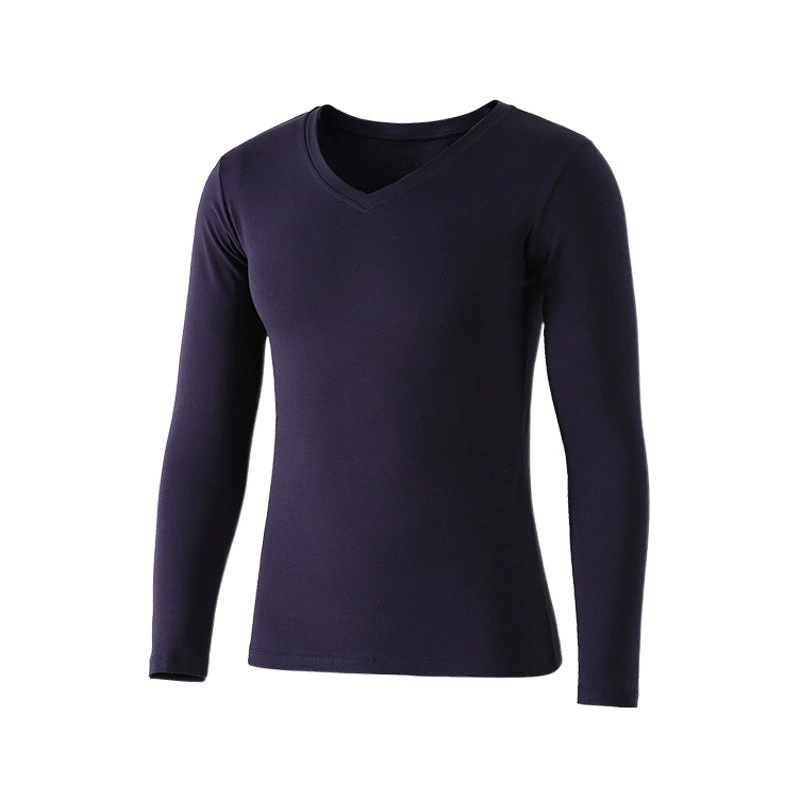 Осенняя одежда из чистого хлопка, мужской тонкий базовый топ с длинными рукавами, свитер больших размеров, Молодежный теплый хлопковый свитер с V-образным вырезом, нижнее белье