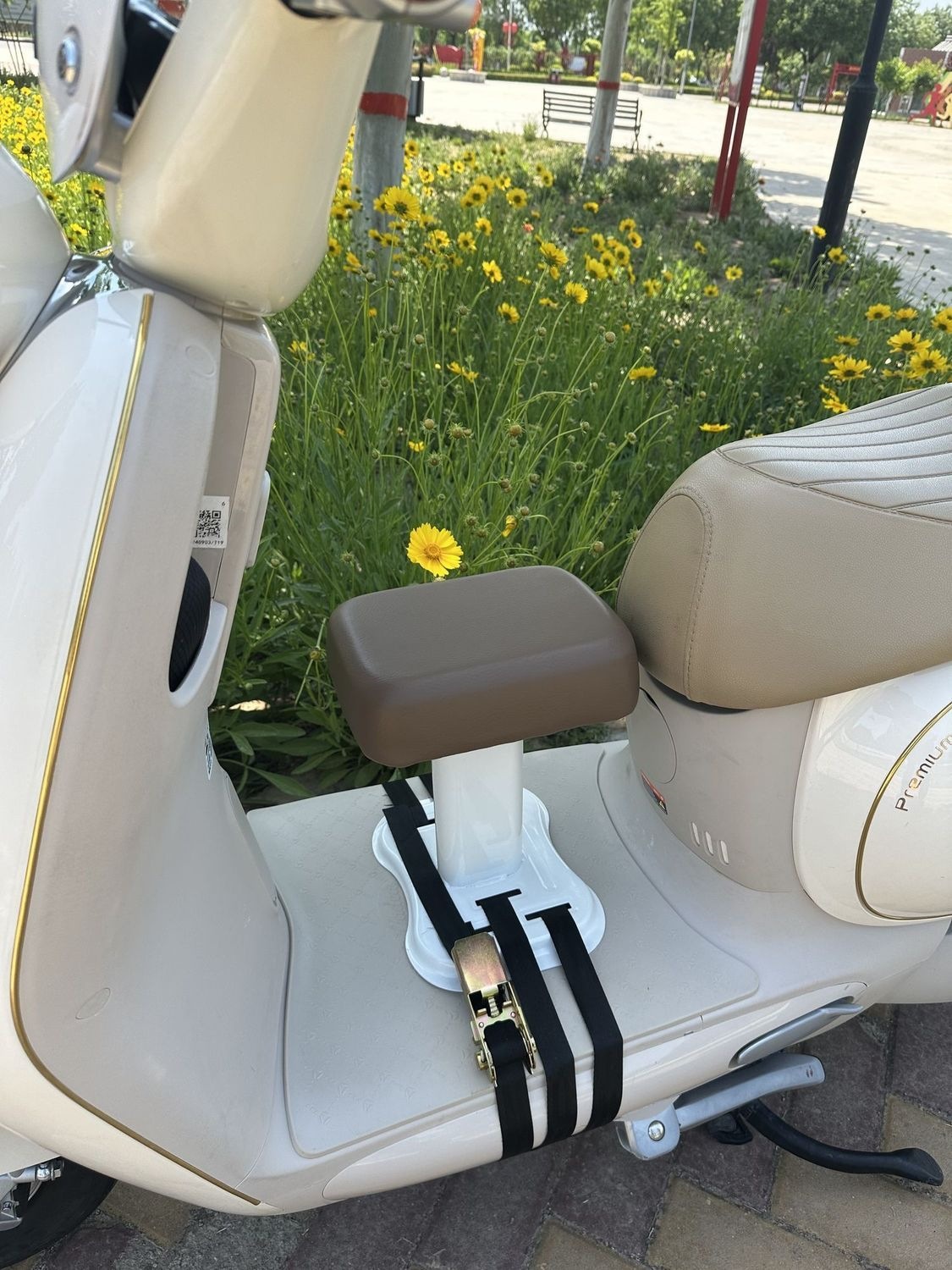 Electric Vehicle Child Seat, Baby Seat, Electric Scooter Child Seat with Armrests, Front-Mounted Child Seat Y90