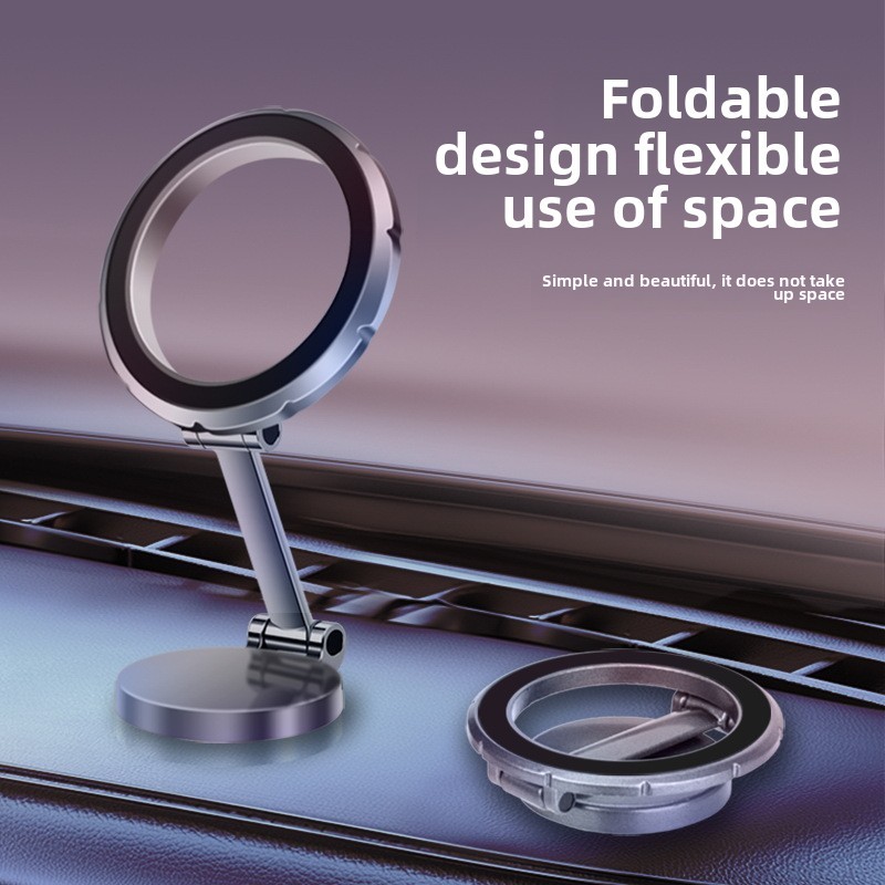 Nytt magnetiskt bilfäste i legering, Magsafe, fällbart teleskopiskt, 360-graders roterande instrumentpanelsnavigationsfäste_voghion.com