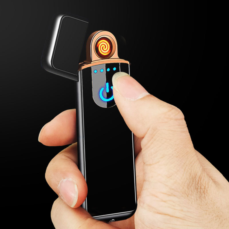 触摸感应迷你USB充电打火机充电个性创意广告送礼电子点烟器