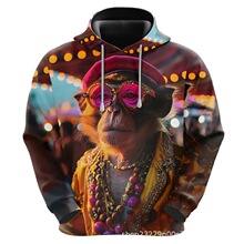 搞笑猴子猩猩动物图案3D印花男士休闲宽松套头连帽卫衣厂家直销