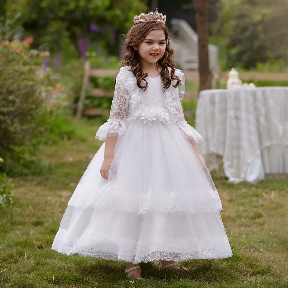 外贸亚马逊儿童礼服无袖蓬蓬裙儿童礼服公主纱裙走秀长裙女演出服