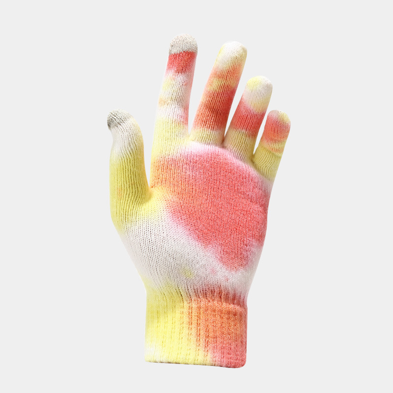 New Tie Dyed Knitted Glove Scarf Women's Autumn and Winter Outdoor Cold Protection Hat Three piece Set for Men_voghion.com