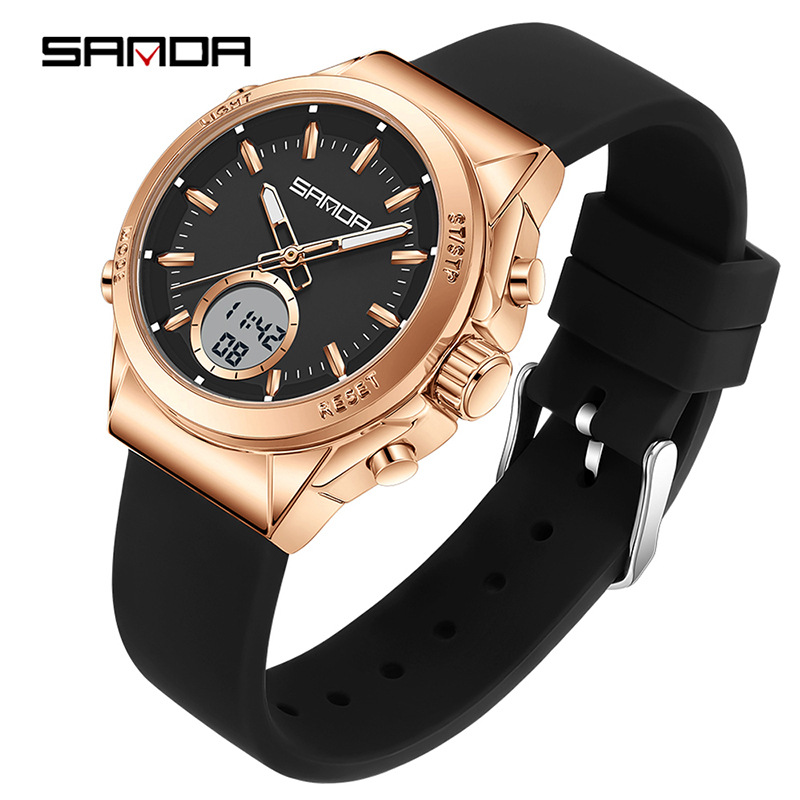 SANDA SANDA reloj electrónico multifuncional doble pantalla reloj deportivo reloj despertador cronógrafo de escuela secundaria relojes de estudiantes masculinos y femeninos