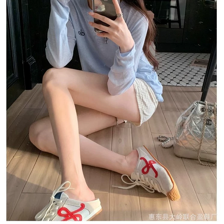 Plus-size women's shoes 41 to 43~Grape Mom's same style is in large quantities~Ugly, cute, breathable and color-blocked, lazy one-leg moral training
