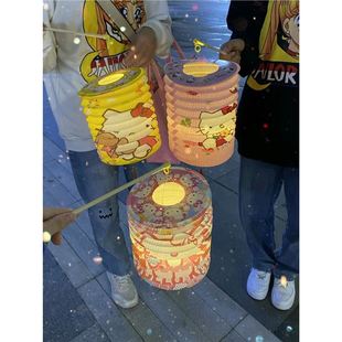 Hellokitty Satchel Cartoon Lantern Cute Baby Satchel Foldableing Organ Luminous Lamp Chinese Valentine's Day and Mid-Autumn Festival