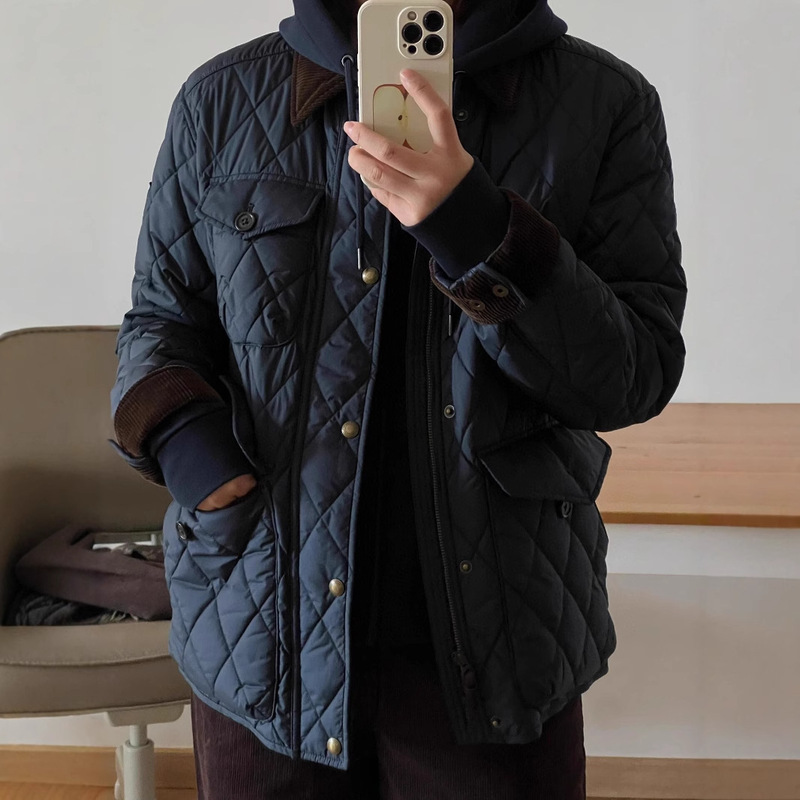 High-Quality Foreign Trade Classic Old Money Style Workwear Quilted Retro Cotton Jacket for Men and Women