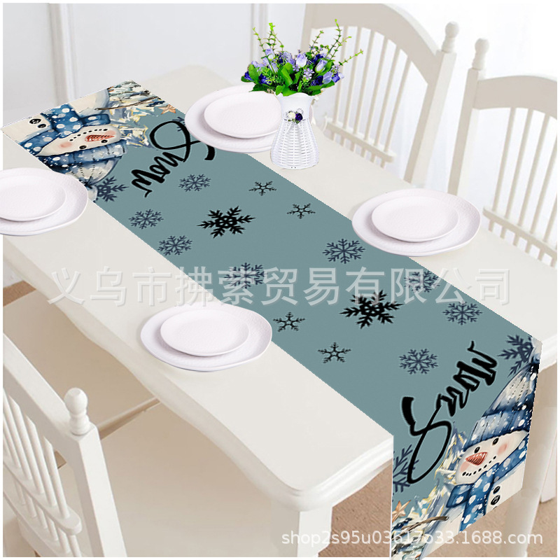 桌旗亚马逊跨境节日桌旗圣诞节桌旗家用装饰长条巾桌面防滑餐桌布|undefined
