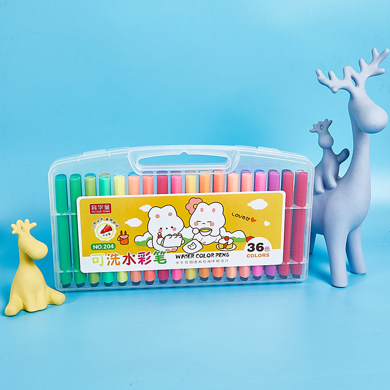 Pintura DE LOS NIÑOS lavable triángulo titular de la pluma caja acuarela pluma suave cabeza de la pluma acuarela color pluma suministros de arte al por mayor