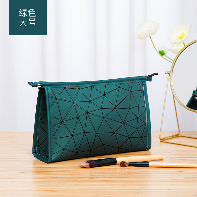 菱形 PU 化粧品バッグポータブル大容量防水トイレタリーバッグ多機能旅行化粧品口紅収納袋|undefined