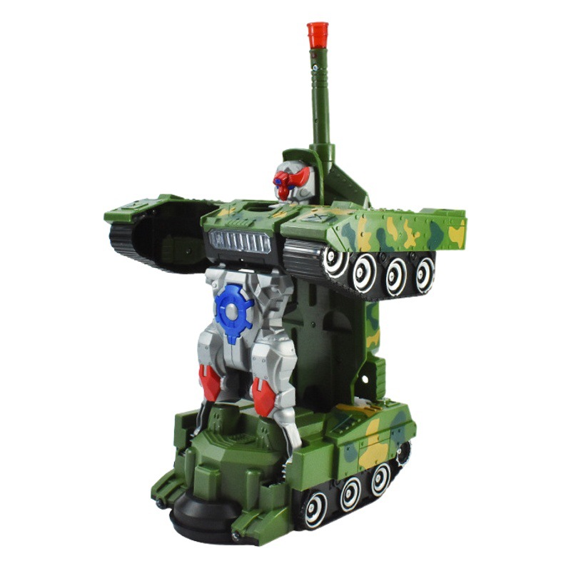 En stock de música ligera para niños coche de juguete eléctrico universal de conducción coche de combate tanque de deformación robot image 1