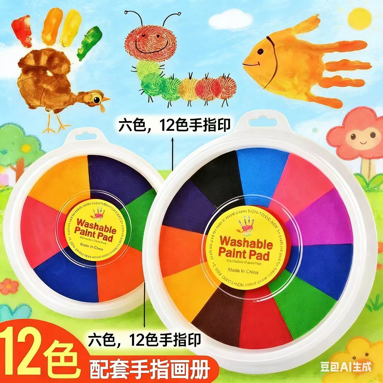 Children's finger inkpad kindergarten finger dot painting printing table graffiti palm inkpad washable color printing table